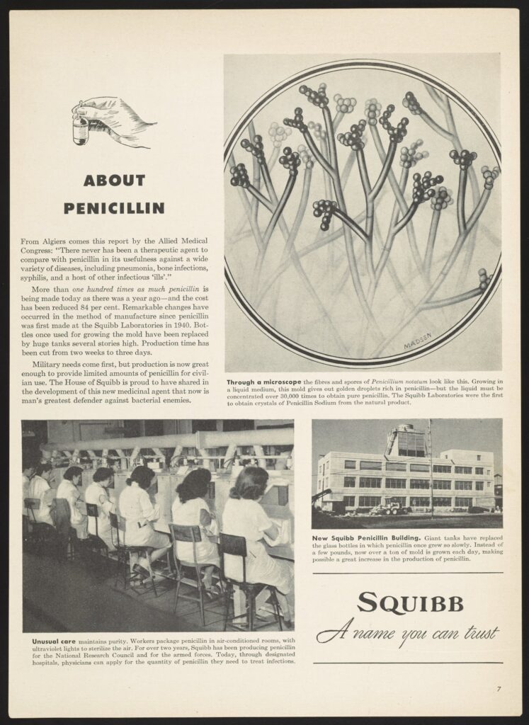 old black and white ad for penicillin