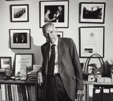 Black and white photograph of Glenn T. Seaborg in an office