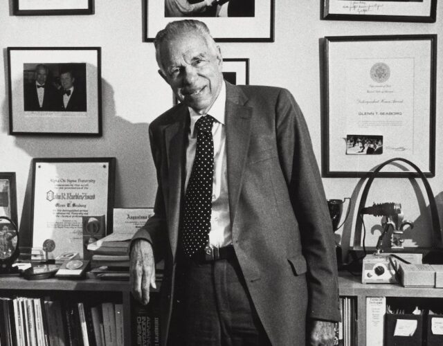 Black and white photograph of Glenn T. Seaborg in an office