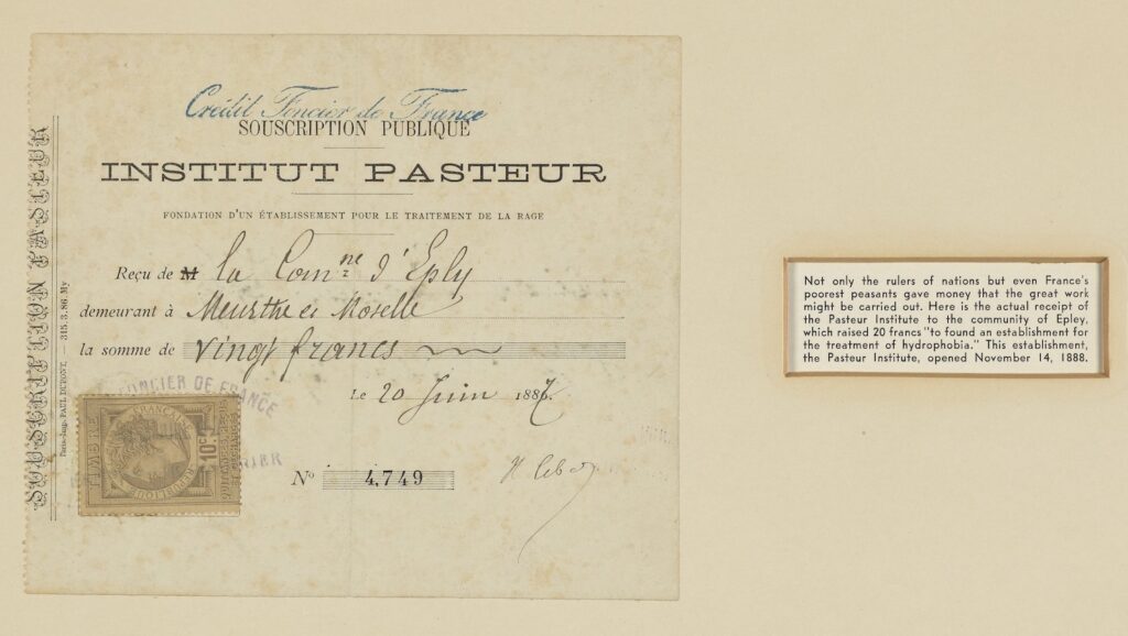 receipt from the Pasteur Institute