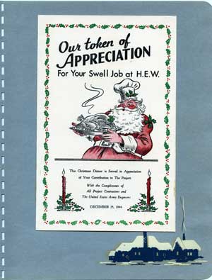  An invitation to Hanford’s employee Christmas dinner, 1944.