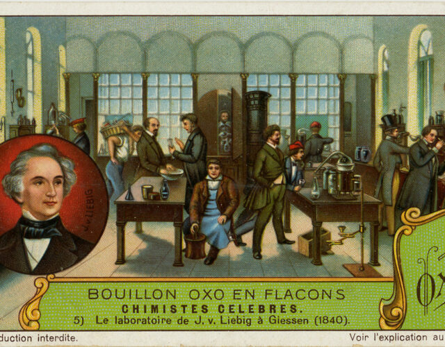 Illustrated depiction of 19th century lab