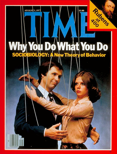 Magazine cover showing a man and woman staged to looked like marionettes