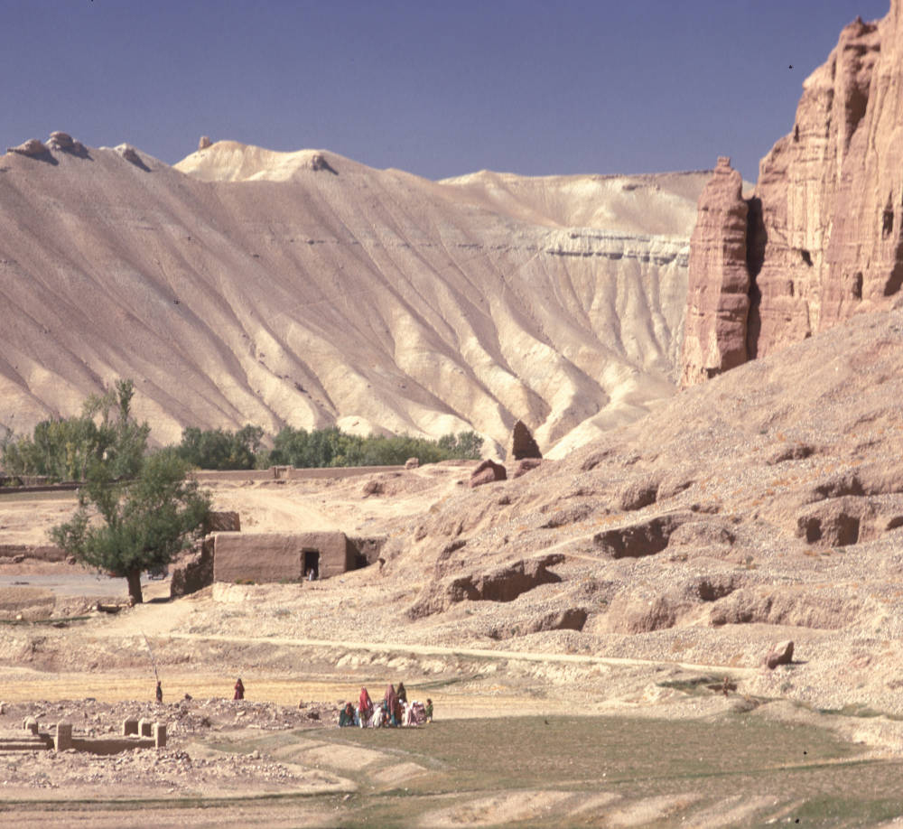 Color landscape photo of an arid mountain village