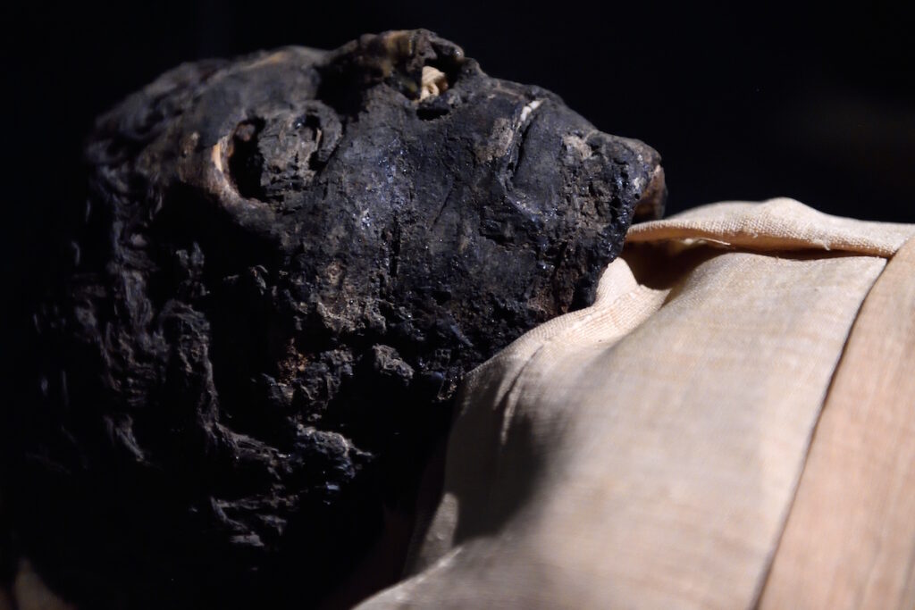 Mummy of pharaoh Ahmose I at the Luxor Museum in Egypt