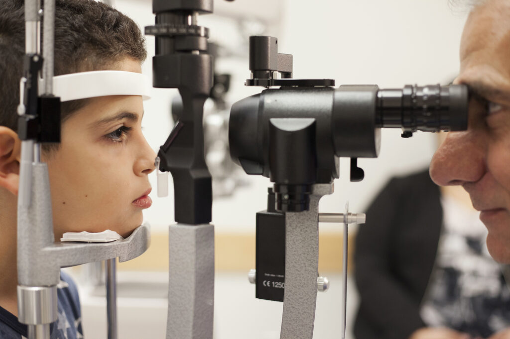 Gene therapy patient having eye exam at Children’s Hospital of Philadelphia