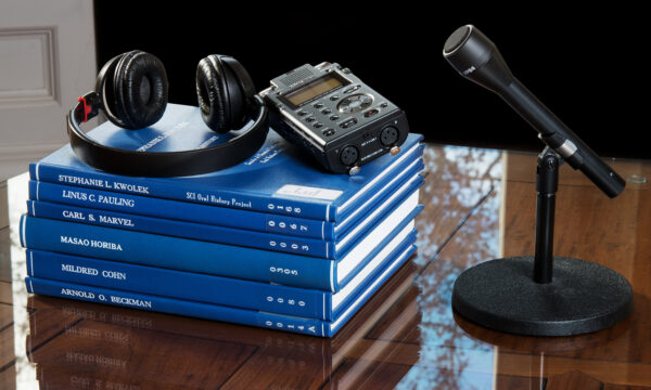 Oral history bound copies, recorder, microphone