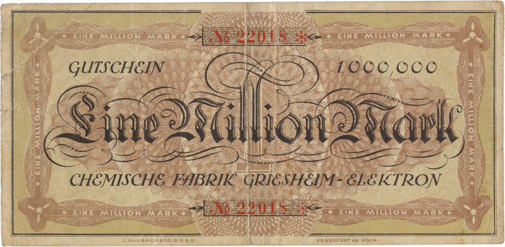 Color currency note with German writing