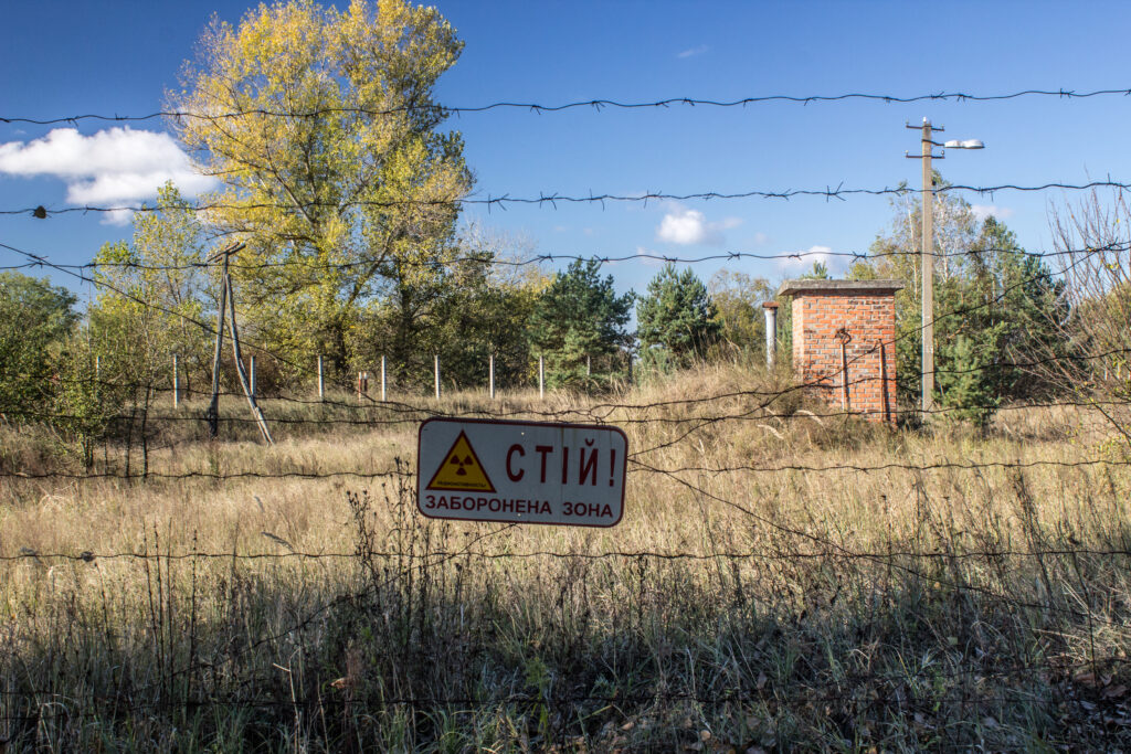 A fence in the Chernobyl exclusion zone