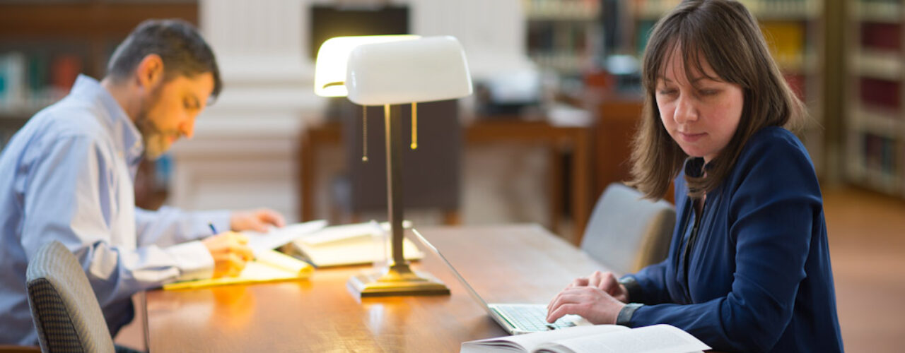 Fellows at work in the Othmer Library at the Institute.