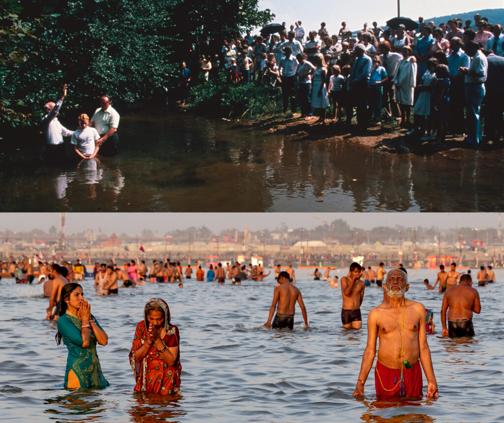 Two photos of baptism