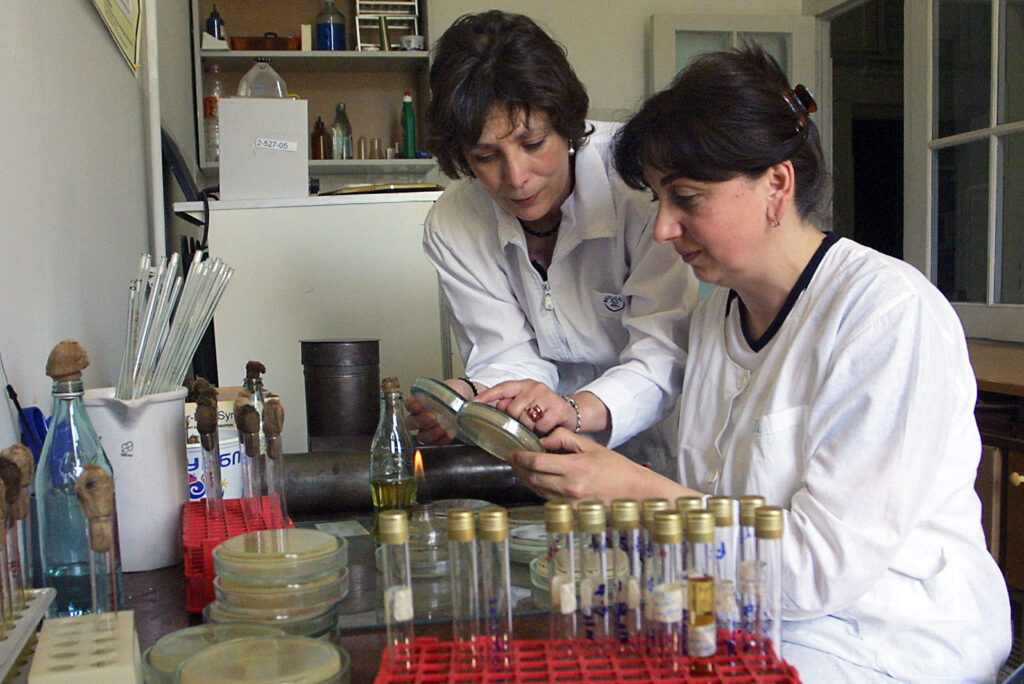 Photo of two researchers in a medical lab