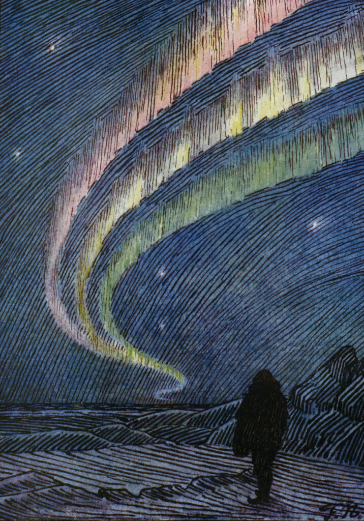 Aurora borealis as drawn by Fridtjof Nansen