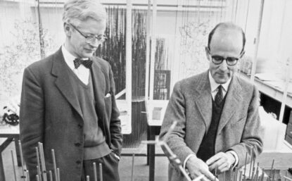John Kendrew and Max Perutz with model