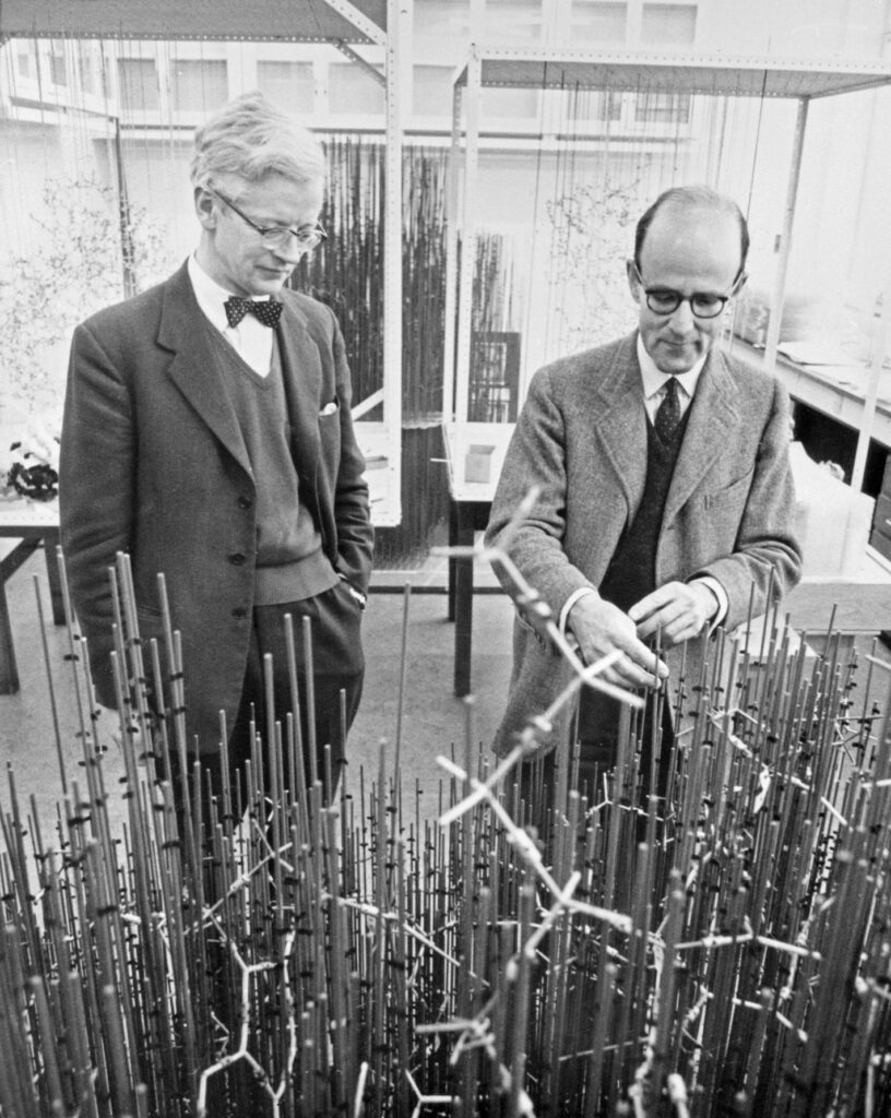 John Kendrew and Max Perutz with model