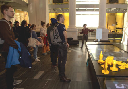Students gathered for a guided tour of our museum
