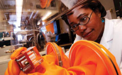 Paula Hammond working in a lab