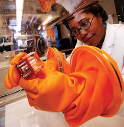 Paula Hammond working in a lab