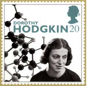 Dorothy Crowfoot Hodgkin was honored on this postage stamp issued in the United Kingdom.