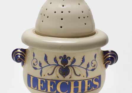 porcelain jar with writing and gilding
