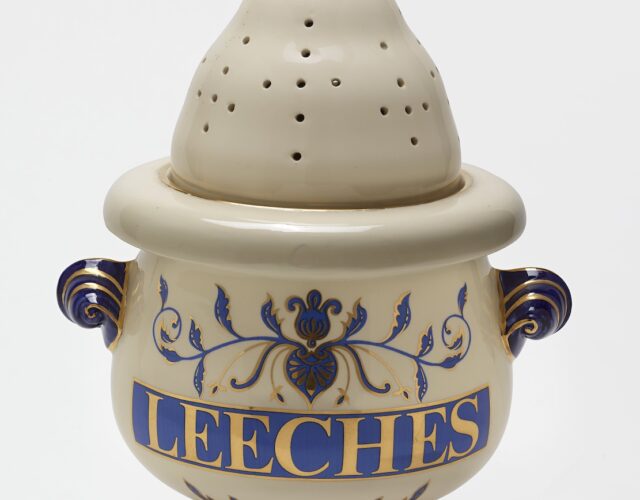 porcelain jar with writing and gilding