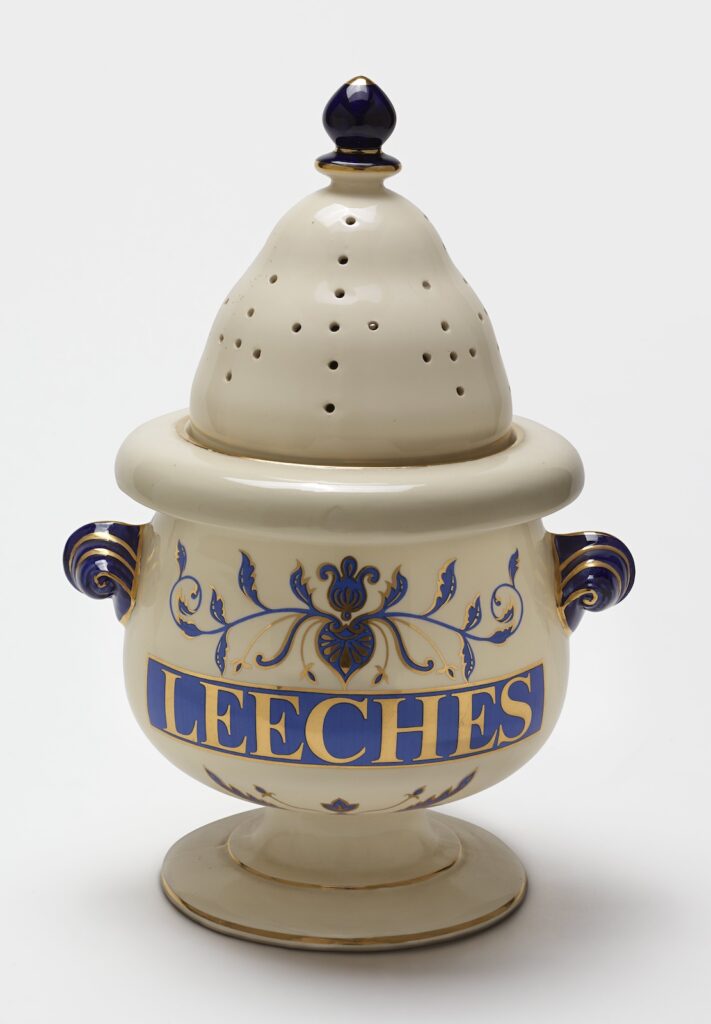 porcelain jar with writing and gilding