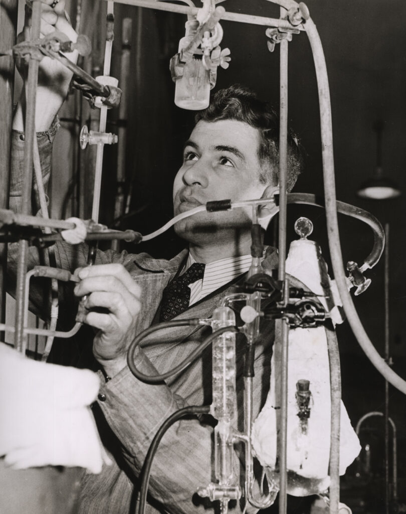 Donald Othmer in a lab