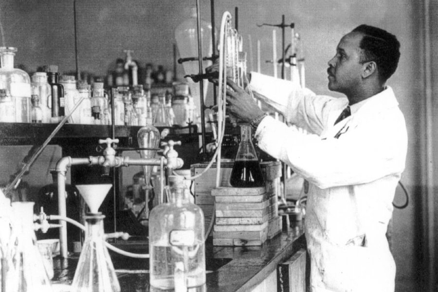 Scientist Percy Julian in a lab 1930s
