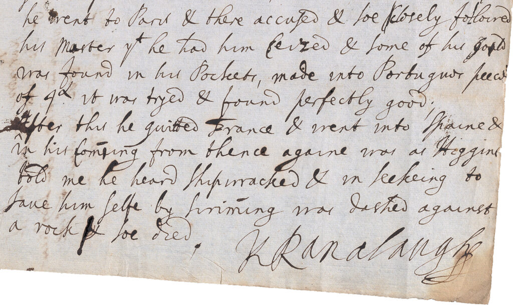 Text of old letter in cursive