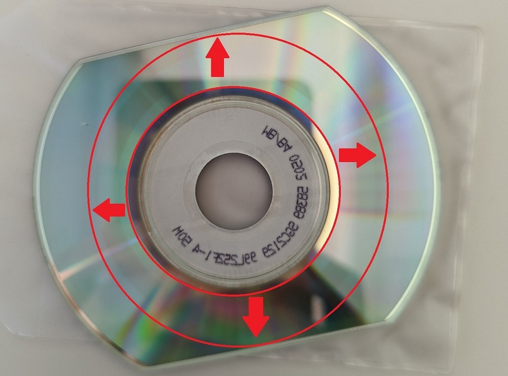 Drawn red circles on a shaped CD