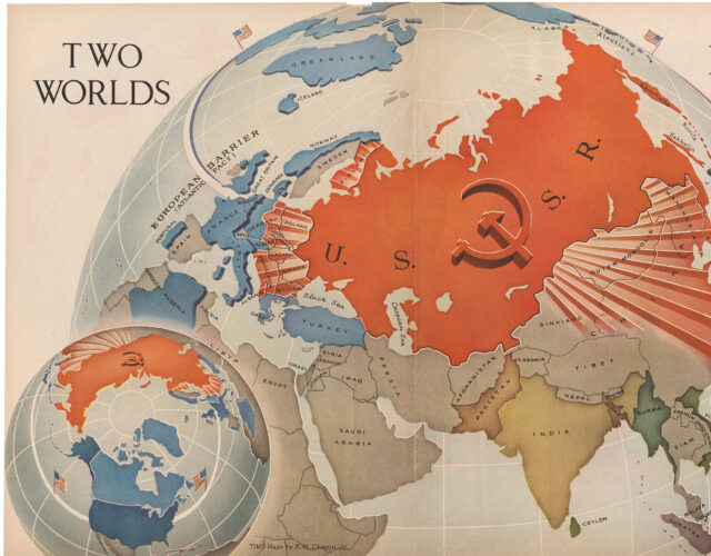 Color map of Soviet- and Western-controlled countries