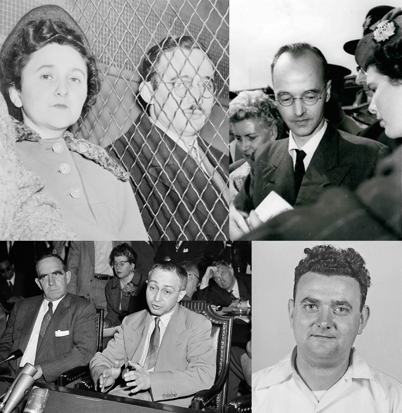Photos of Ethel and Julius Rosenberg, Klaus Fuchs, Harry Gold, David Greenglass