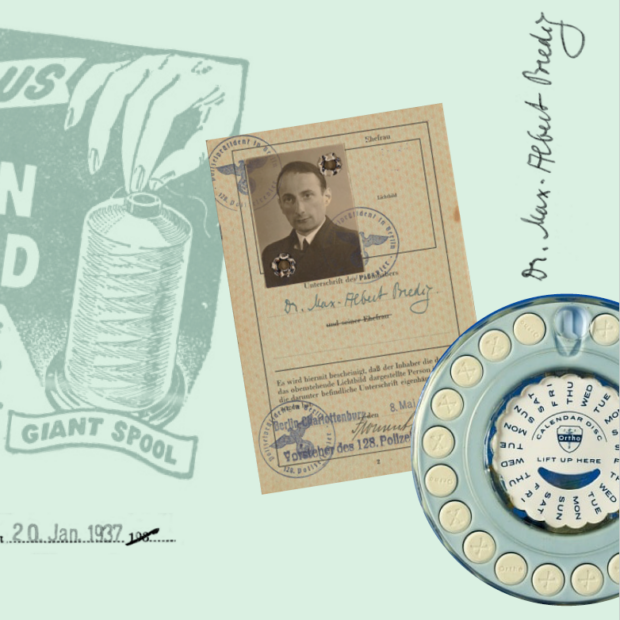 graphic depicting immigration papers and birth control pills