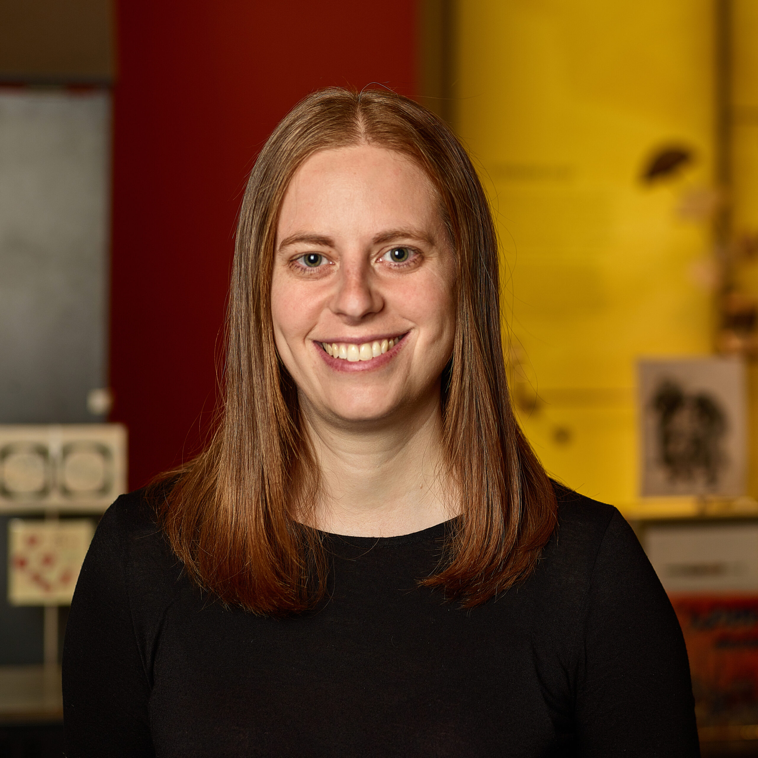 Sarah in museum wearing black shirt