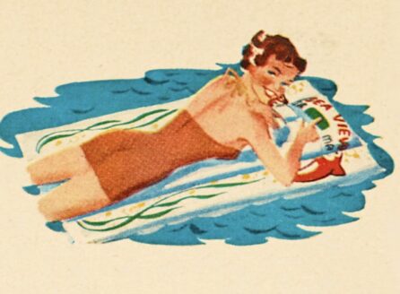 illustration of a woman and a child playing with pool toys