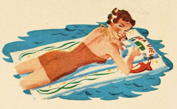 illustration of a woman and a child playing with pool toys