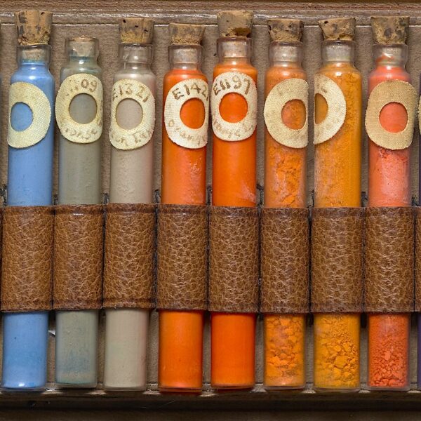 vials of powder paint pigments