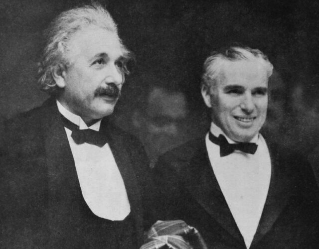 Photo of Albert Einstein with Charlie Chaplin.