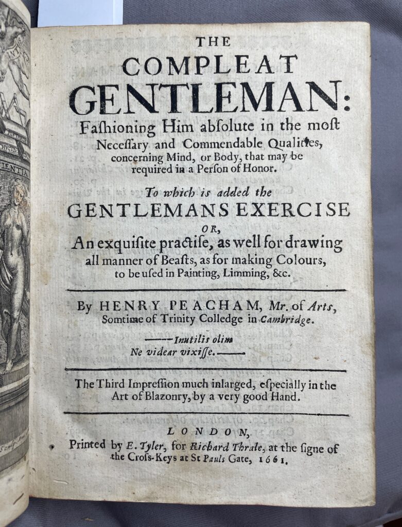 Frontispiece and title page of The Compleat Gentleman.