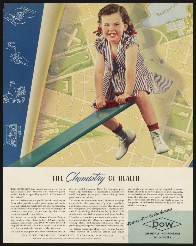 A 1941 Dow Chemical Company ad promoting chemistry’s applications for good health