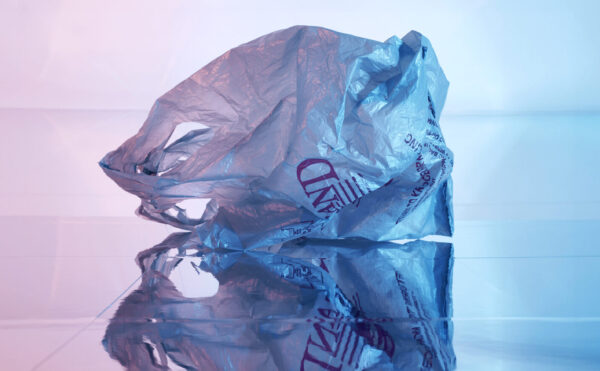 plastic bag with a colorful background