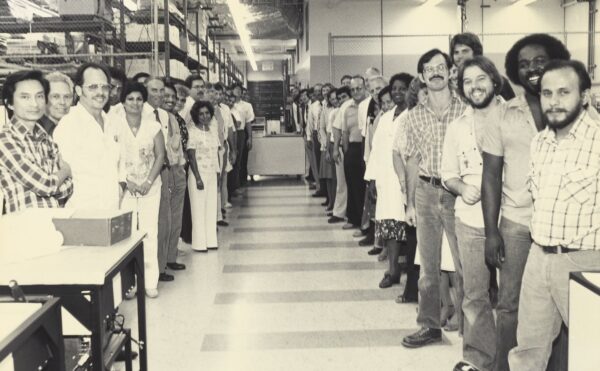 Workers lined up for a group photo