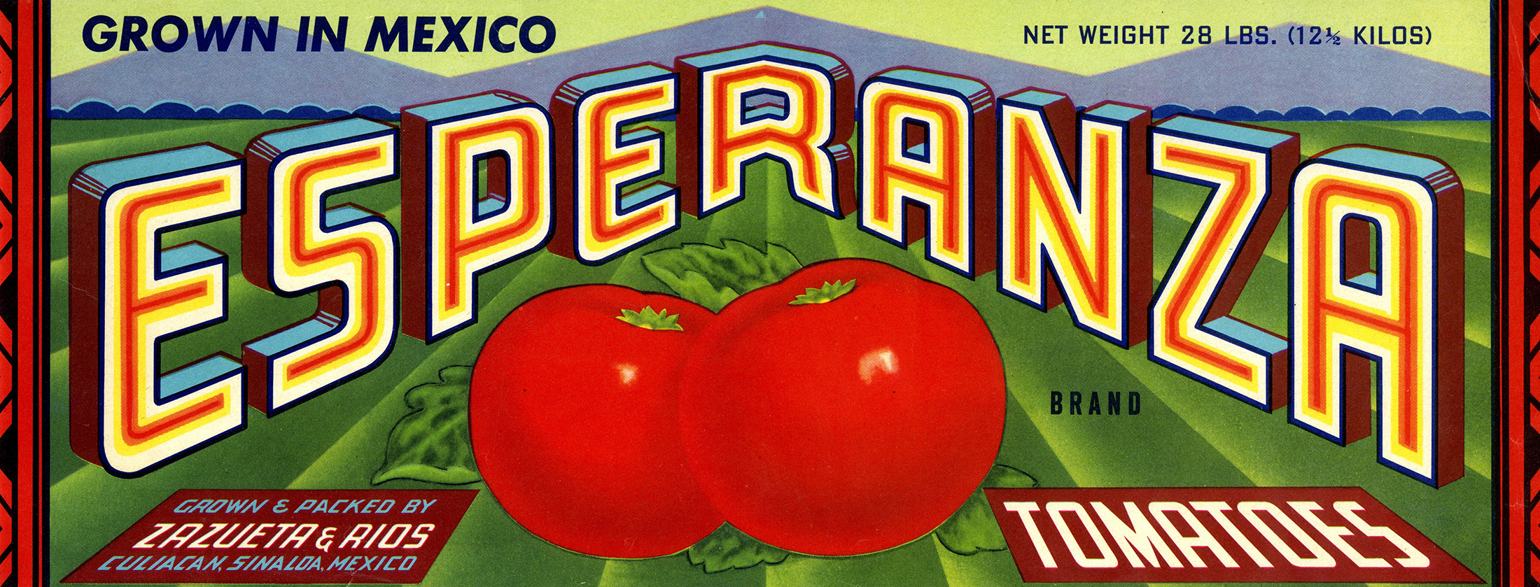 Illustrated produce label for tomatoes