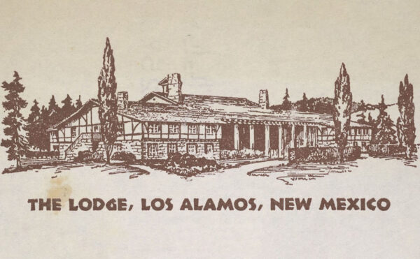 illustration of the Lodge at Los Alamos on a sheet of stationary