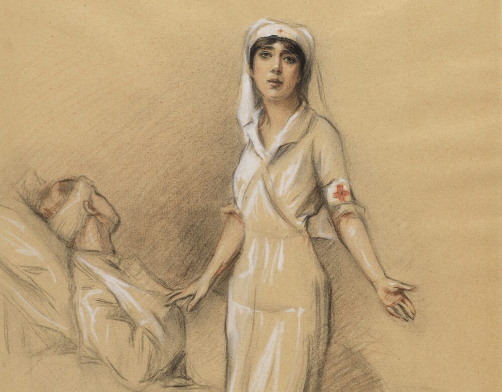 Drawing of nurse at bedside