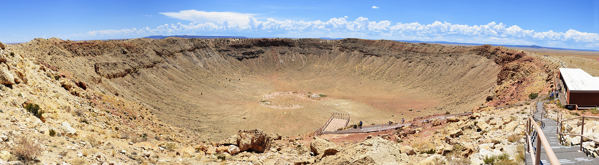 Panoramic photo of a arid crater