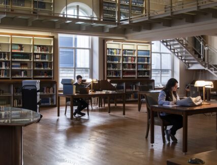 people studying in a library