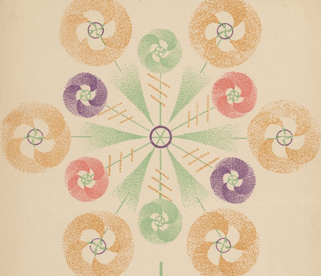 illustration of a fireworks set piece by Berthier & Cie, Monteux, France, 1920s