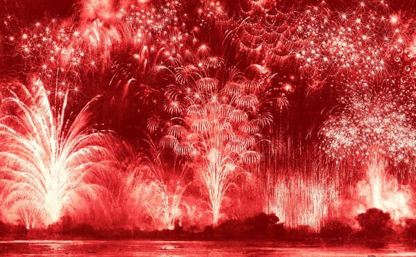 colorized illustration of fireworks