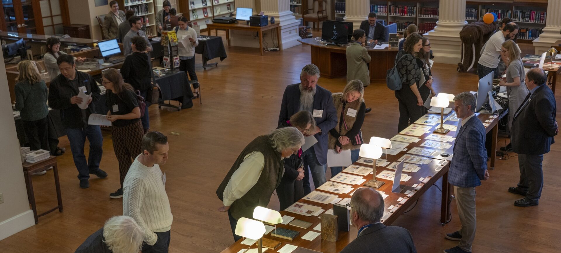 group of people at a library event